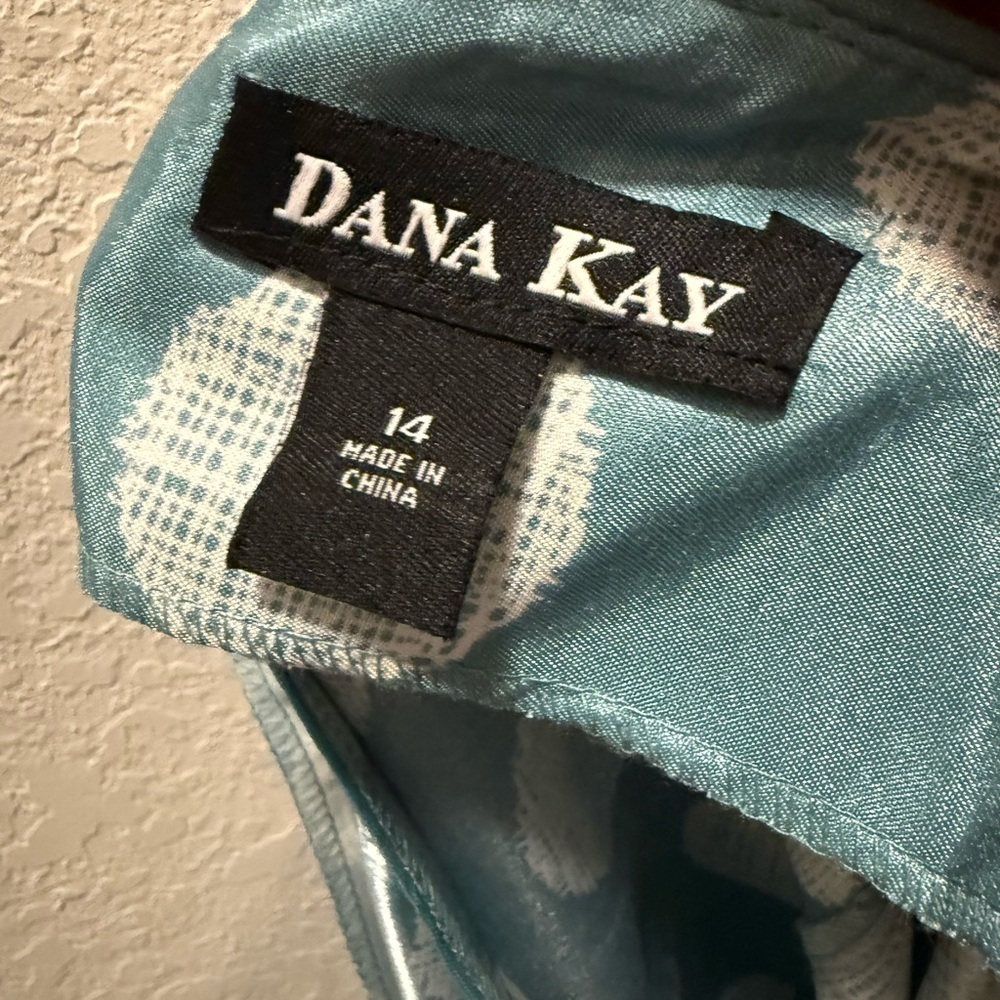 Dana Kay Teal/White Polka Dot Dress Size 14 - Picture 7 of 7